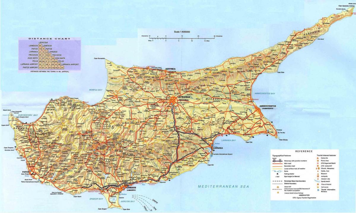 bản đồ của đảo Síp nghỉ dưỡng