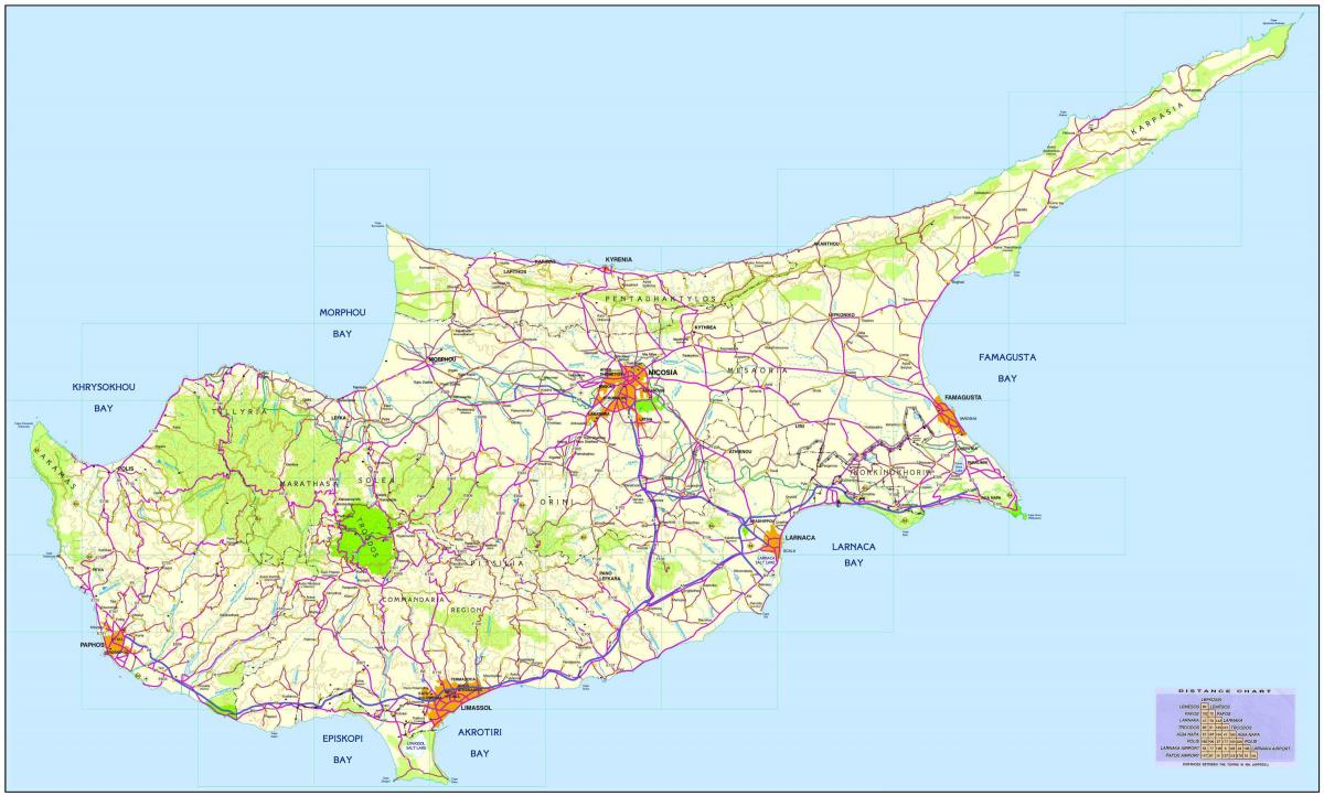 một bản đồ của đảo Síp