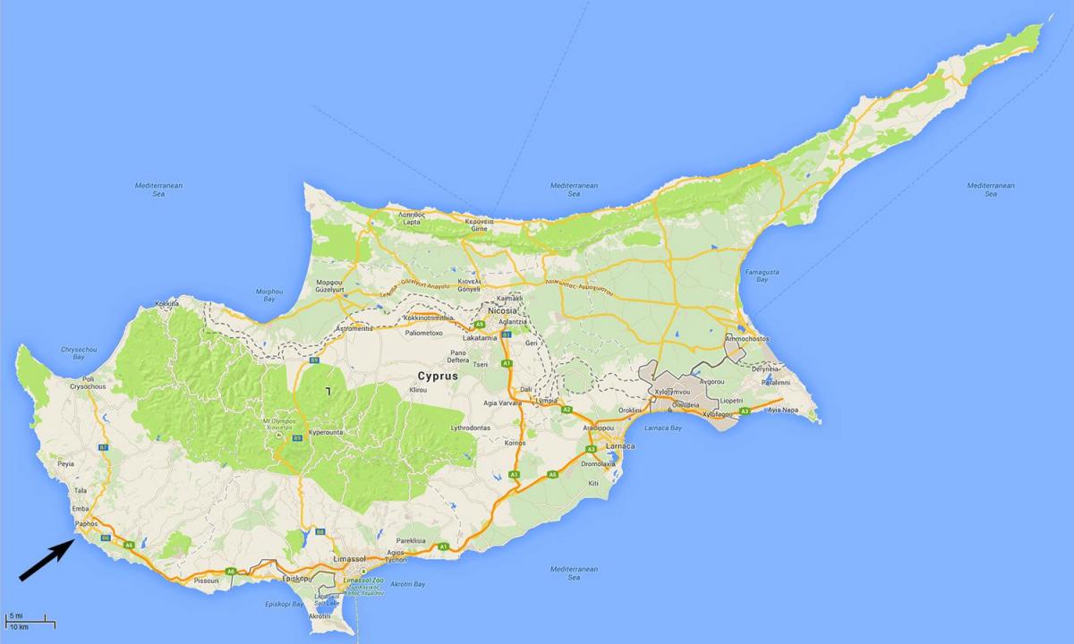 bản đồ của đảo Síp đang ở sân bay