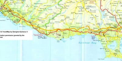 Bản đồ của pissouri bãi biển Síp 